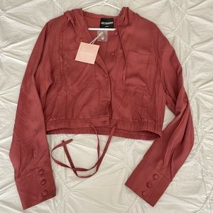 Kittenish Cropped Button-Up Top